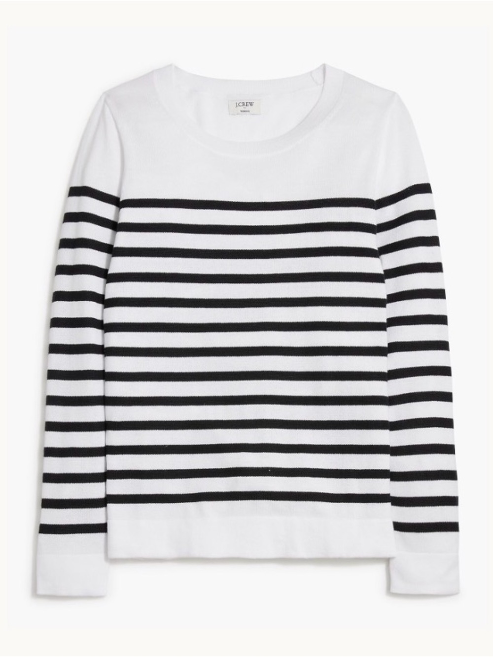 J. Crew White Teddie Long-Sleeve Top with Black Stripes
